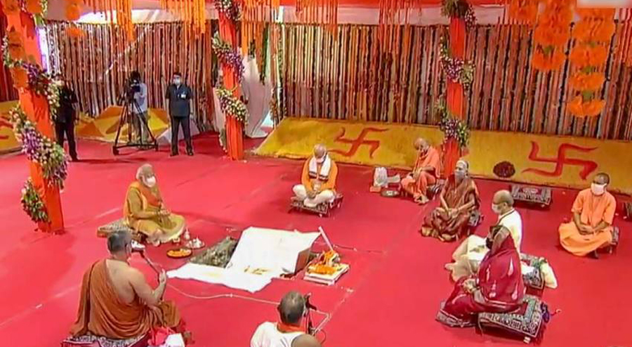 Modi lays foundation stone for Ram Temple in Ayodhya