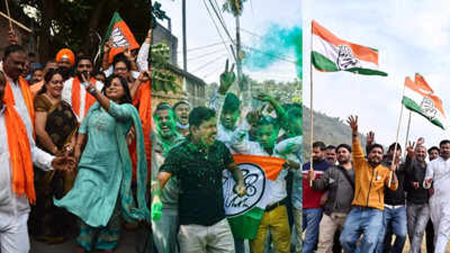 BJP wins big in Assam, Congress in Himachal and Trinamool in Bengal