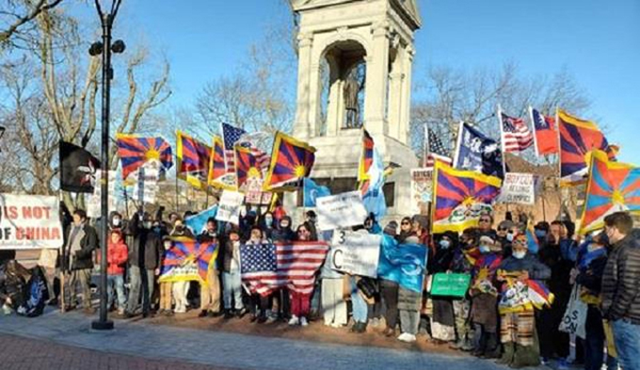 Tibetan Federation stage protest against Beijing olympics in USA