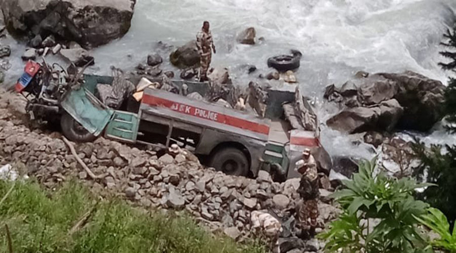 Seven killed, several injured as bus carrying ITBP jawans falls into roadside riverbed in J&K