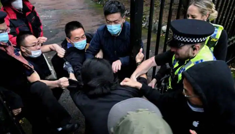 UK summons Chinese charge de affairs over beating of protester at consulate