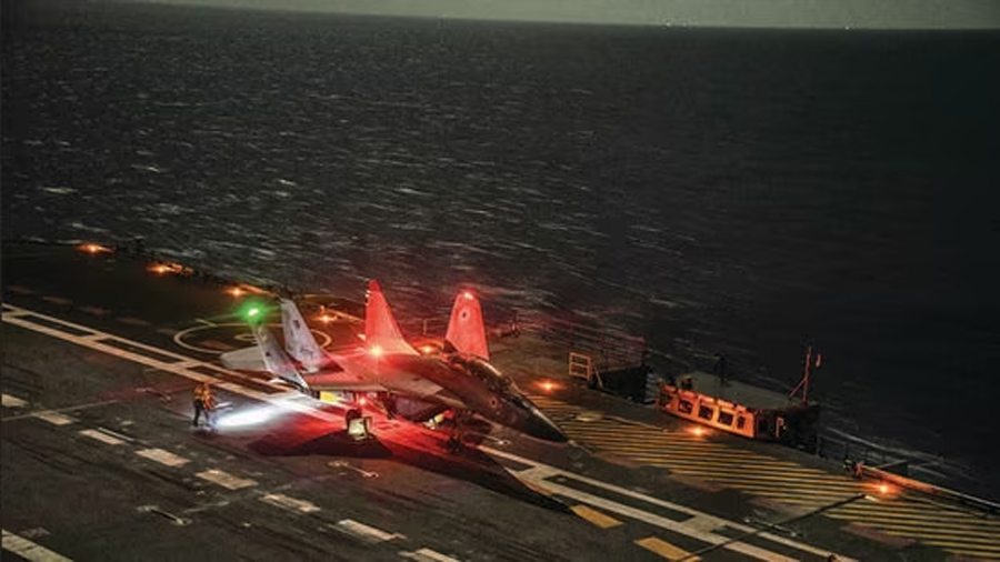 MiG-29K fighter jet makes maiden night landing on INS Vikrant